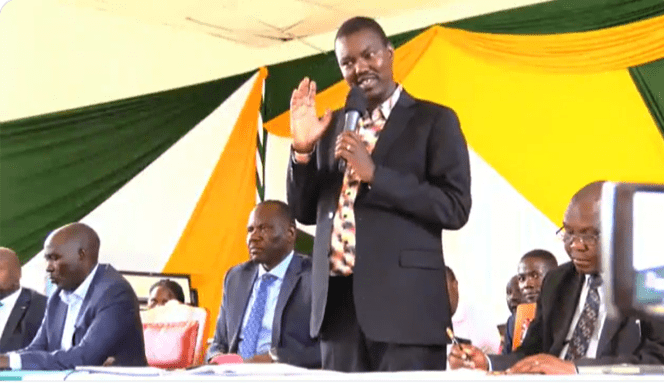Uasin Gishu Senator Jackson Mandago makes opening remarks at the start of meeting on Monday, August 7, 2023. Image: SCREENGRAB