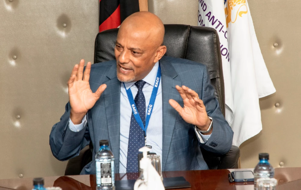 EACC CEO Twalib Mbarak during a past meeting in his office